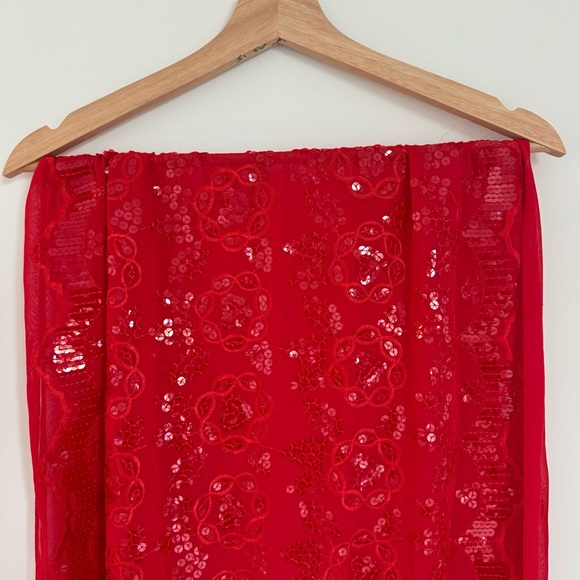 Solid Color Sequin Fringe Shawl - Picture 4 of 4